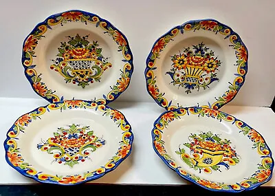 4 J. WILLFRED C. SADEK’S Peint A La Main Colorful Hand Painted Wall Plates 9” • $48.50