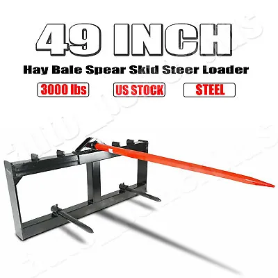 $365.99 • Buy Hay Bale Spear Skid Steer Loader Tractors Quick Tach Attachment Moving Hitch 49 