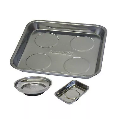 GRIP 3pc Magnetic Trays Stainless Steel Shop Magnet Organization Tools Set 67456 • $39.97