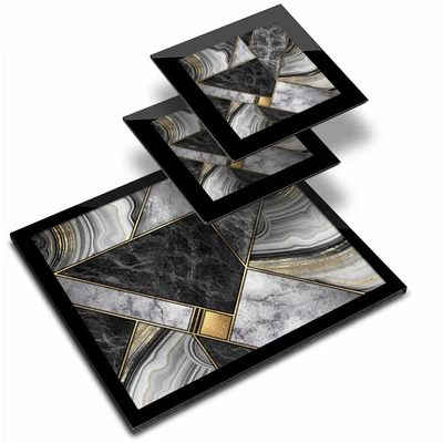 £24.99 • Buy Glass Placemat  & 2x Coaster  - Marble Granite Agate Effect Collage  #21844