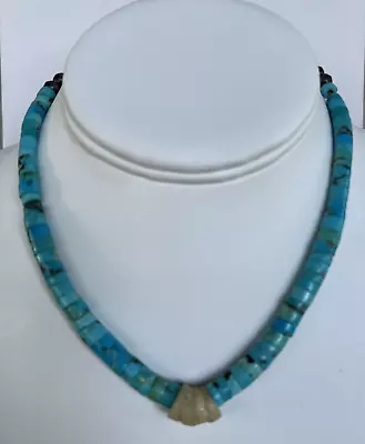 Vintage Navajo Bench Pearls Sterling Silver & Turquoise Heishi Bead Necklace • $134.99