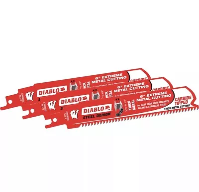 3 PACK Diablo 6  Steel Demon Thick Metal Carbide Tipped Recip Saw Blades *NEW* • $26.89