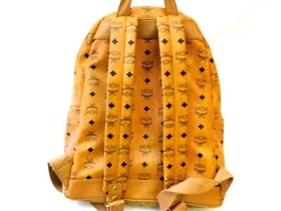 MCM Backpack MMK2AVE01 Visetos Cognac Brown PVC Leather Studs Medium Authentic • $363.95