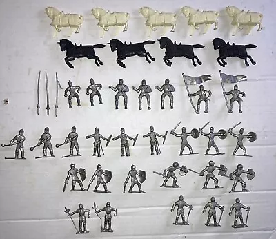 1950s Marx Early 54MM Knights From Castle Fort Set-27 Knights 9 Horses-NICE! • $50
