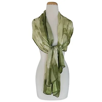 VALENTINO Vintage Rectangle Silk Scarf 26”x 68” Green Floral Print • £95.55