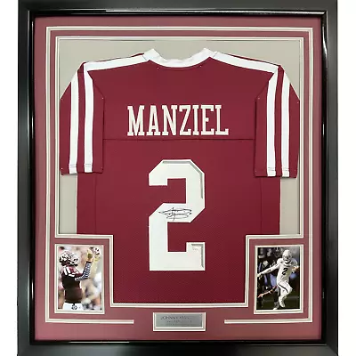 FRAMED Autographed/Signed JOHNNY MANZIEL 33x42 Texas A&M Maroon Jersey JSA COA • $424.99