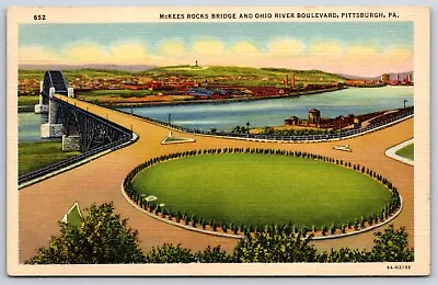 Postcard McKees Rocks Bridge & Ohio River Boulevard Pittsburgh PA Unposted • $4.50