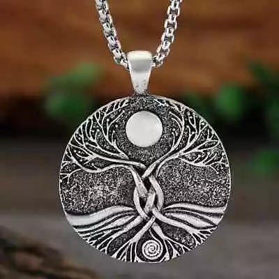 Viking Moon Tree Of Life Pendant Necklace • $6