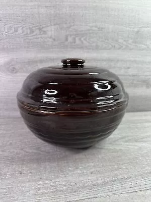 MARCREST Oven Proof STONEWARE Brown Daisy Dot CASSEROLE DISH W/LID 9.5 Wide USA • $25.46