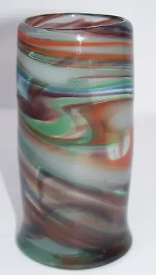 Vintage Mint Green Brown Swirl Art Glass Flower Bud Vase • $9.99