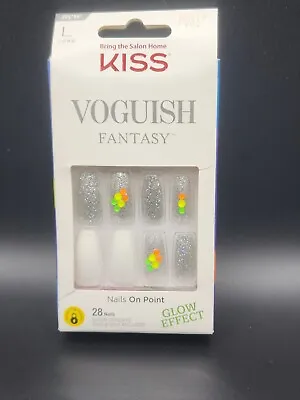 Kiss Voguish Fantasy 28 Nails Long Super Adhesive Glow Effect Nails On Point • $4