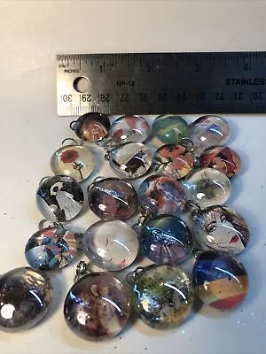 20 Each Glass Cabochon Craft Supplies Round Glass Flat Back Lot Mosaic W/ Scenes • $5