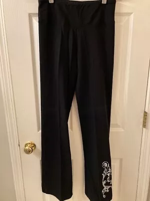 Women's Yoga Pants Set Of 2 Black W/ Silver/Gold Accents Balance By Marika M • $24