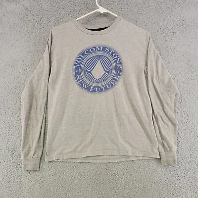 Volcom Shirt Teens L Large Gray Long Sleeve Skateboarding Casual Spell Out • $3