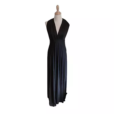 Lulus Tricks Of The Trade Black Maxi Dress 35-33LD Jersey Knit Multiway Gown • $29.99