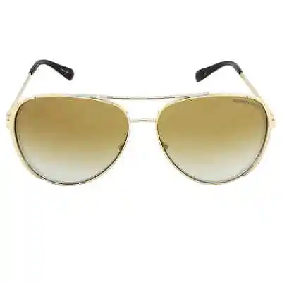 Michael Kors Chelsea Bright Gold Grey Gradient Mirror Pilot Ladies Sunglasses • $57.35