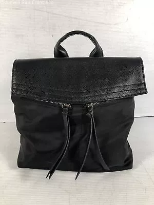 Botkier Womens Black Leather Adjustable Shoulder Strap Pocket Small Backpack • $24.99