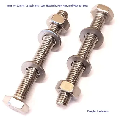 £29.83 • Buy M3 M4 M5 M6 M8 M10 Sets Of Nuts,  Fully Threaded Bolts And Washers A2 Stainless