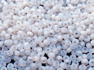 Vintage Glass Czech Seed Beads Semi Transparent White Opal 10/0 - 11/0  7 Grams • $7