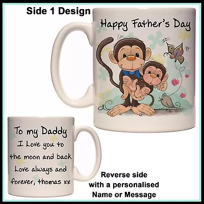 Personalised Happy Fathers Day Mug - Cute Monkey Gift Idea - Dad Grandpa Poppy • $20