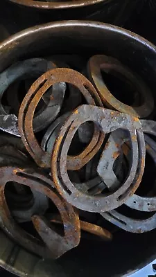 Used Steel Horseshoes Qty 45 Egg And Heart Shaped Styles Rusty No Nails  • $59.95
