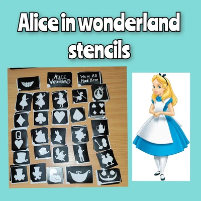 £0.99 • Buy Glitter Tattoo / Face Paint Stencils.  Alice In Wonderland 20+ Children Birthday