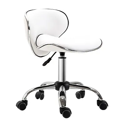 HOMCOM Office Chair Beauty Salon Rolling Technician Stool Chair Low Back White • £49.99