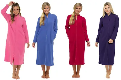 Ladies Lady Olga Zip Up Soft Fleece Dressing Gown Zipped Robe UK Sizes 10-28 • £18.86