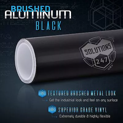 Black Brushed Aluminum Metallic Vinyl Film Wrap Sticker Decal Bubble Free Air  • $2.85