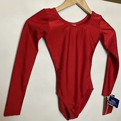Mondor Girls Red  Solid Color Leotard Size 8-10 Coolmax NWT • $15