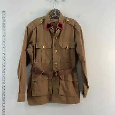 VTG Made In USA USMC Brown Cotton Belted Dress Coat Military Jacket - Men's L • $299