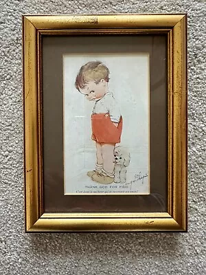 Vintage Mabel Lucie Attwell Print 'Thank God For Fido'  Framed 8  X 6  • £12