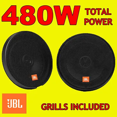 JBL 480W TOTAL 2WAY 6.5 INCH 16.5cm CAR DOOR/SHELF COAXIAL SPEAKERS BLACK PAIR • £53.99
