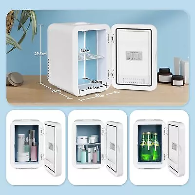 Mini Fridge 8L W/LED Mirror Compact Car Fridge For Home Cosmetic 220V AC/12V DC • £39.89