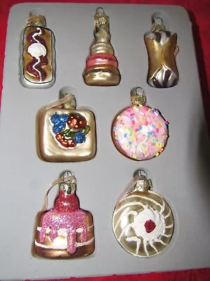 Mini Pastries Glass Christmas Ornaments Set Of 7. • $14.99