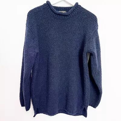 Kerry Woollen Mills Irish Knit Pullover Sweater Merino Wool Cashmere Blue Medium • $49.88