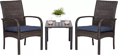 3-Piece Patio Bistro Set Outdoor Garden Furniture Set: Square Metaltop Table &  • $189.41