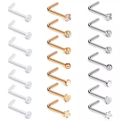 21Pcs 20G Stainless Steel Nose Stud Ring L Bone Pin Screw Body Piercing Jewelry • $10.99