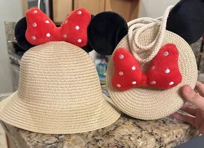 Minnie Mouse Girls Straw Hat & Purse Set New  • £14.46