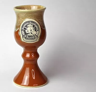 04 Maryland Renaissance Festival Logo Stoneware Wine Goblet White Drip Orange 12 • $14.99