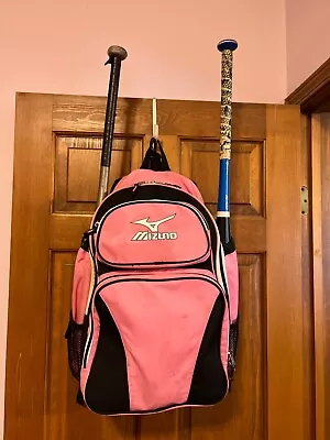 MIZUNO™ Pink / Black / White Baseball Gear Backpack W/ WET Pouch ~ 22 X 14 X 8 • $15.42