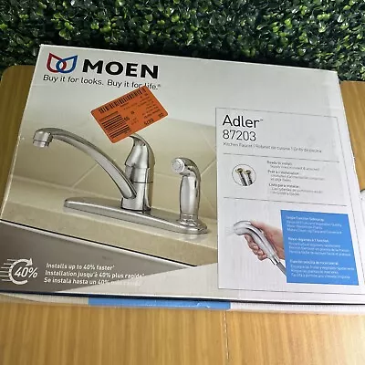 MOEN Adler Single-Handle Low Arc Kitchen Faucet Chrome With Deck Side Sprayer • $42.25