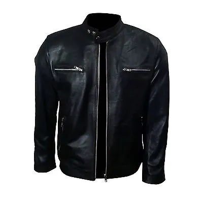Mens Cooper Fashionable Biker Genuine Real Sheep Leather Jacket • £86