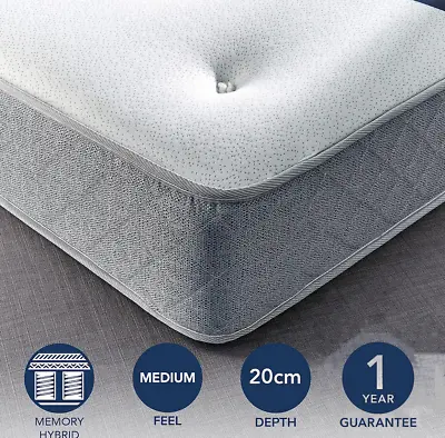 £49.56 • Buy Luxury Coolblue Quilted Memory Foam Mattress - 3ft 4ft6 DOUBLE 5ft King Mattress