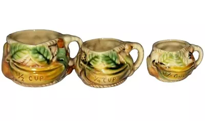 Set Of Three Vintage Majolica Measuring Cups Fruit 1/2 1/4 1/8 - Japan • $15