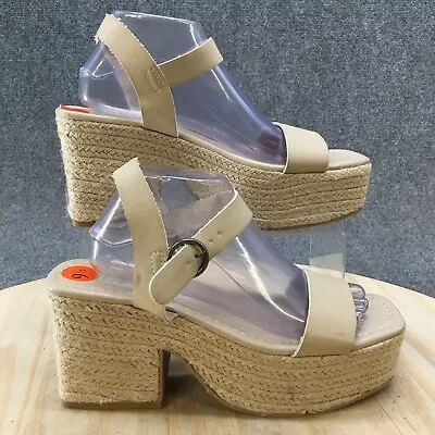 Mia Wedge Sandals Womens 9.5 Nichele Chunky Heels Espadrille Platform Beige • $22.39