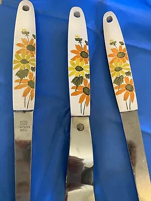 Vintage Ecko Country Garden Floral Kitchen Utensils Stainless Steel Lot 3 • $20