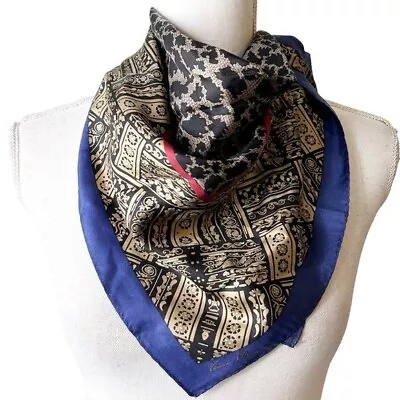 Anne Klein For Vera 100% Silk Made In Japan Scarf Animal Leopard Print Floral • $14.95