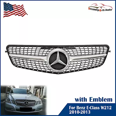 Front Diamond Grille For Mercedes Benz W212 E-Class E350 E550  2010-2013 Silver • $118.99