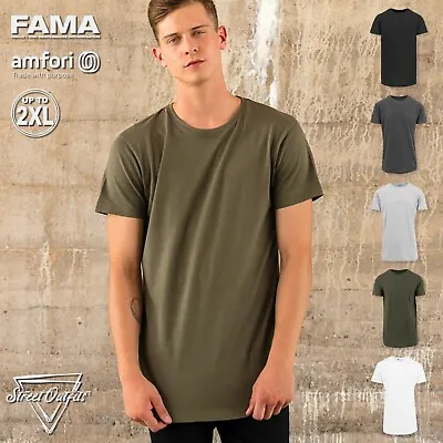 Mens Longline T-Shirt Long Body Top Longbody Short Sleeve Crew Neck Tee Shirt • £9.10